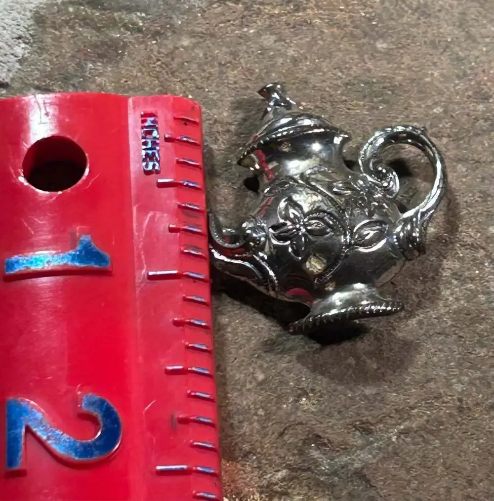 Beau Vtg Sterling Silver  Floral Teapot Pin Brooch